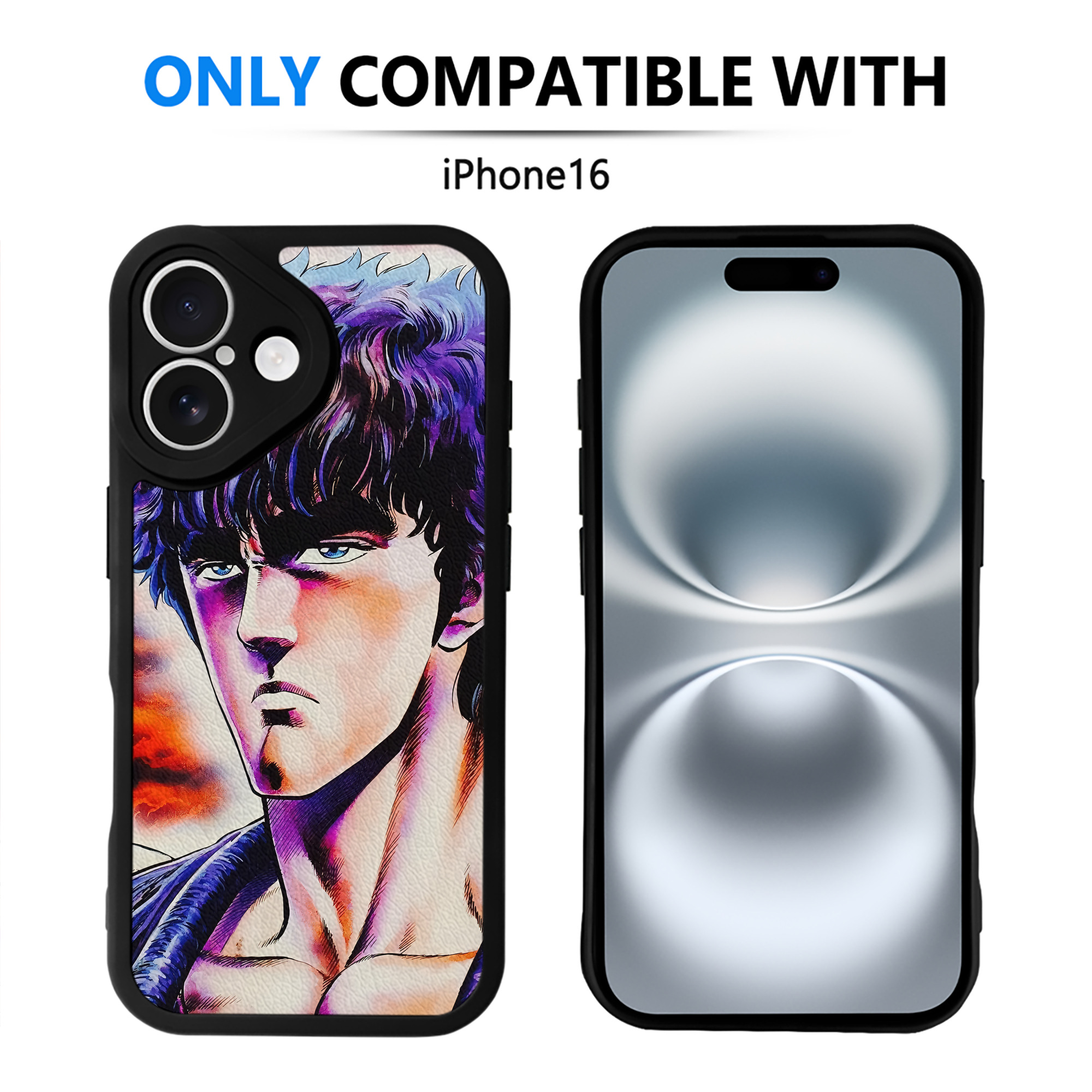 （画像用） 北斗の拳 Fist of the North Star 【iPhone 16シリーズ対応】シリコンスマホケース（レザー調） 材質：シリコン